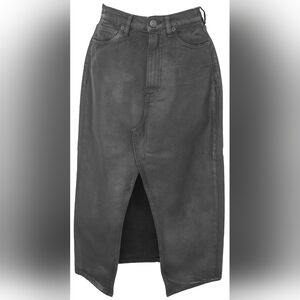 3x1 Coated Charcoal Midi Skirt